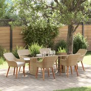 vidaXL Set de dining pentru grădină de 7 piese Bej din ratan sintetic
