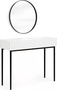 Masa de toaletă cu oglindă neagră Nicole 60 cm - alb mat / picioare negre
