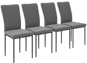 HOMCOM Set 4 Scaune de Dining in Aspect Catifelat, Scaune Tapitate Moderne cu Picioare Metalice, Pentru Dining, Dormitor, Bucatarie, Gri | Aosom Romania