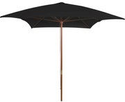 vidaXL Umbrelă de soare cu stâlp din lemn, negru, 200x300 cm