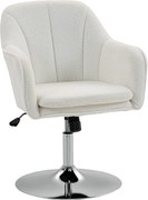 HOMCOM Fotoliu de salon, rotativ cu înălțime reglabilă, funcție balans, pernă căptușită, 61 x 64 x 80-92 cm, alb | Aosom Romania