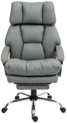 Scaun directorial, suport pentru picioare, pivotant la 360°, înălțime reglabilă, cotieră moale, piele PU rezistentă, Gri