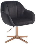 HR2055CROSS Scaun Neagră din Catifea cu Bază Aurie