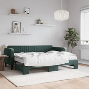 vidaXL Pat de zi cu extensie și saltele verde închis 80x200 cm catifea