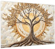Tablou pe sticlă – Arborele vieții auriu în mozaic (70x50 cm)