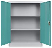 Dulap metalic universal mediu, 90 x 40 x 120 cm, încuietoare cu cilindru, verde - ral 6033