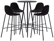 vidaXL Set mobilier de bar, 5 piese, negru, material textil