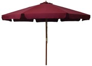 vidaXL Umbrelă de soare de exterior, stâlp lemn, roșu burgund, 330 cm