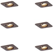 Set de 6 spoturi încastrate rotunjite bronz închis GU10 50mm IP44 - Alberto
