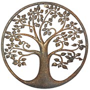 Decorație metalică de perete Arborele viețiinegru-auriu, 59 cm