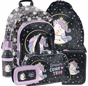 Set ghiozdan din 5 piese pentru fete - Unicorn