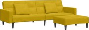 vidaXL Canapea extensibilă cu taburet, 2 locuri, galben, catifea