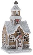 Biserica de Crăciun din turtă dulce cu LED-uri,7,9 x 15 x 6,7 cm, poliresină