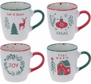 Set de 4 căni din ceramică Let It Snow 200 ml