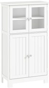 kleankin Mobile Bagno con 2 Armadietti e Ante in Vetro, Mobiletto Bagno Salvaspazio con Ripiano Regolabile, Armadietto da Terra per Sala da Pranzo, Salotto, Soggiorno, Cucina, 60x30x108.5 cm, Bianco | Aosom Romania