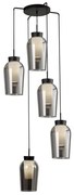 Lustra cu 5 pendule design modern Nora negru/ marmura neagra