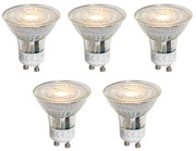 Set de 5 becuri LED GU10 50mm transparente 1W 80 lm 2200K