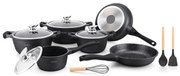 Set oale si tigai marmorate, antiaderente, 10 piese Royalty Line BS1010M Negru, curatare usoara, inductie