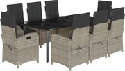 vidaXL Set mobilier grădină cu perne, 9 piese, gri deschis, poliratan