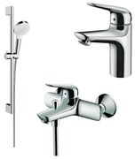 Set baterii Hansgrohe Novus 100 lavoar cada si set de dus Crometta crom