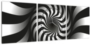 Tablou abstract cu spirala alb neagră (cu ceas) (90x30 cm)