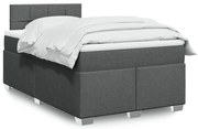 vidaXL Pat box spring cu saltea, gri închis, 120x190 cm, textil