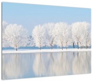 Tablou pe sticlă cu peisaj de iarnă (70x50 cm)