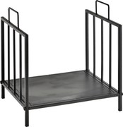 Outsunny Suport pentru Lemne pentru Interior și Exterior cu 2 Mânere, 44,5x33x46,5 cm, Negru | Aosom Romania