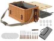 Outsunny Coș Picnic Răchită Bej cu Set | Aosom Romania