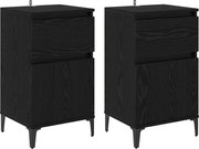 vidaXL Dulap de noapte cu sertar 2 pcs Stejar Negru 40 x 35 x 70 cm