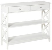 HOMCOM Consolă, cu 2 Sertare și Rafturi Reglabile, Design Modern, Structură Solidă cu Sistem Anti-Răsturnare, 100x30.5x80 cm, Albă | Aosom Romania