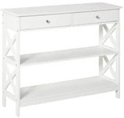 HOMCOM Consolă, cu 2 Sertare și Rafturi Reglabile, Design Modern, Structură Solidă cu Sistem Anti-Răsturnare, 100x30.5x80 cm, Albă | Aosom Romania