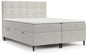 Pat boxspring gri deschis cu spațiu de depozitare 140x200 cm Urbaneo – Maison de Rêve