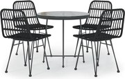 vidaXL Set mobilier de grădină, 5 piese, negru, poliratan