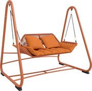 Outsunny Balansoar Hollywood, leagăn de grădină cu perne, cadru, pentru grădină, balcon, 174 x 120 x 162 cm, metal, Teracotă | Aosom Romania