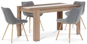 Set de sufragerie din MDF cu 4 scaune gri, 138 x80 x 75 cm, stejar Sonoma
