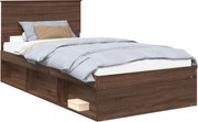 vidaXL Cadru de pat Stejar închis 100 x 200 cm Lemn de pin masiv