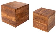 Set de 2 masute/ tabureti din lemn de trandafir Sheesham, Makassar A-37290 VC