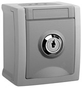 Priza simpla cu cheie IP54 Pacific Panasonic, PT, gri