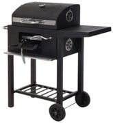 Grătar și afumătoare pe cărbuni VAGGAN, cu capac, termometru și spațiu de depozitare, 92 x 46 x 96 cm, negru