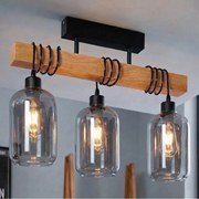 BRILAGI - Lustră aplicată WOOD GLASS 3xE27/60W/230V pin/negru/gri fumuriu