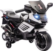 AIYAPLAY Motocicletă electrică pentru copii 18-36 luni, 6V, cu roți detașabile, faruri și muzică, albă | Aosom Romania