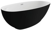 Cada de baie ovala freestanding Spatio Kira, acril, negru lucios, 165 x 75 cm