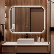 🪞 Oglindă LED cu Touch și Funcție Dezaburire – Ramă Negru, 80x60 cm, Model J187-8060 Smack