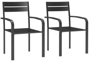 Outsunny Lot de 2 scaune de grădină empilabile în aer liber cu brațe, cadru din aluminiu 56 x 58 x 83 cm gri închis | Aosom Romania