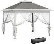 Outsunny Foișor Pliabil cu Plasă de Țânțari, Baldachin Dublu, Înălțime Reglabilă și Geantă, 330x330x288 cm, Bej | Aosom Romania