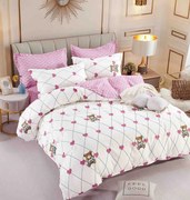 Set Lenjerie de Pat cu Elastic, Bumbac Tip Finet, 6 Piese, Pat 2 Persoane, Luck