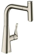 Baterie bucatarie cu dus extractibil crom periat Hansgrohe Metris M71 240 cu 1 jet