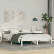 vidaXL Cadru de pat cu headboard Alb 160 x 200 cm Lemn masiv de pin