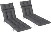 Outsunny Set de 2 perne pentru șezlong, pernă baie de soare groasă, confortabilă - 6 prinderi, 190 x 56 x 10 cm, gri închis | Aosom Romania
